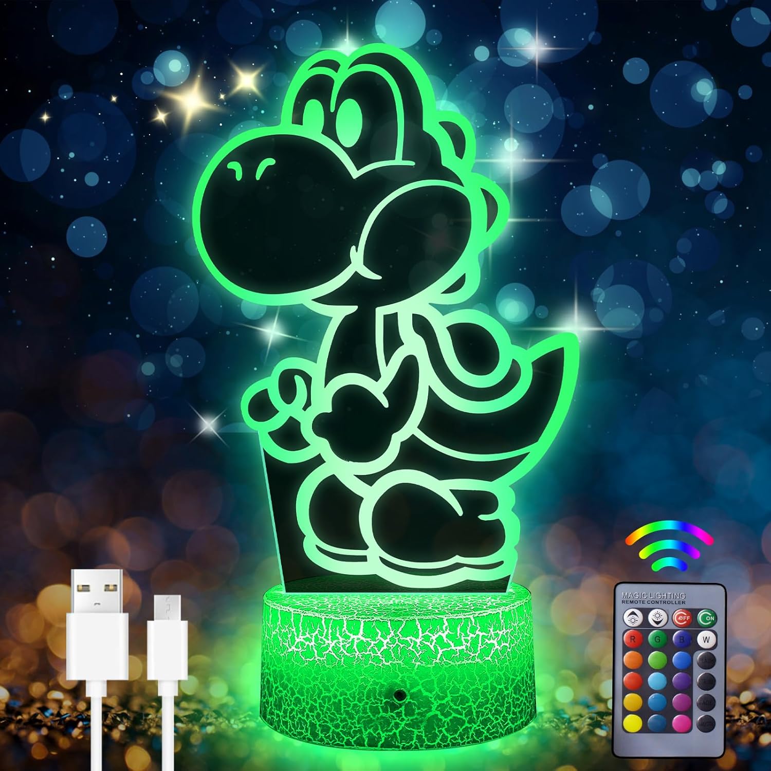Yoshi 3d-nachtlicht – 1 Stück – Acryl Und Abs – 16 Led-farben – Kinderzimmer Und Dekoration – Mehrfarbig