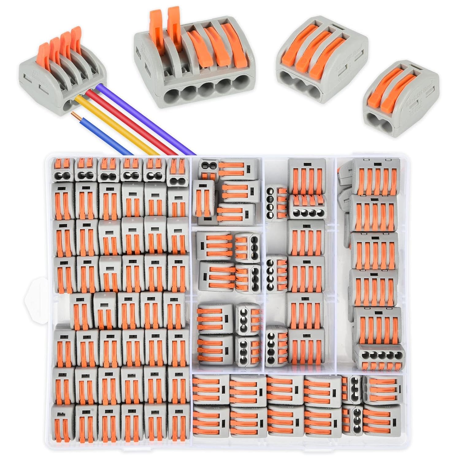 Elektrische Klemmenblöcke – 160 Stück – Feuerhemmendes Pa6-nylon – Automatische Klemmung Mit Hebel – Hausinstallationsanschluss – 2- Bis