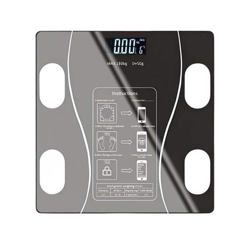 Digitale Vernetzte Waage – Smart – Gehärtetes Glas – Usb-aufladbar – Hintergrundbeleuchtetes Lcd-display