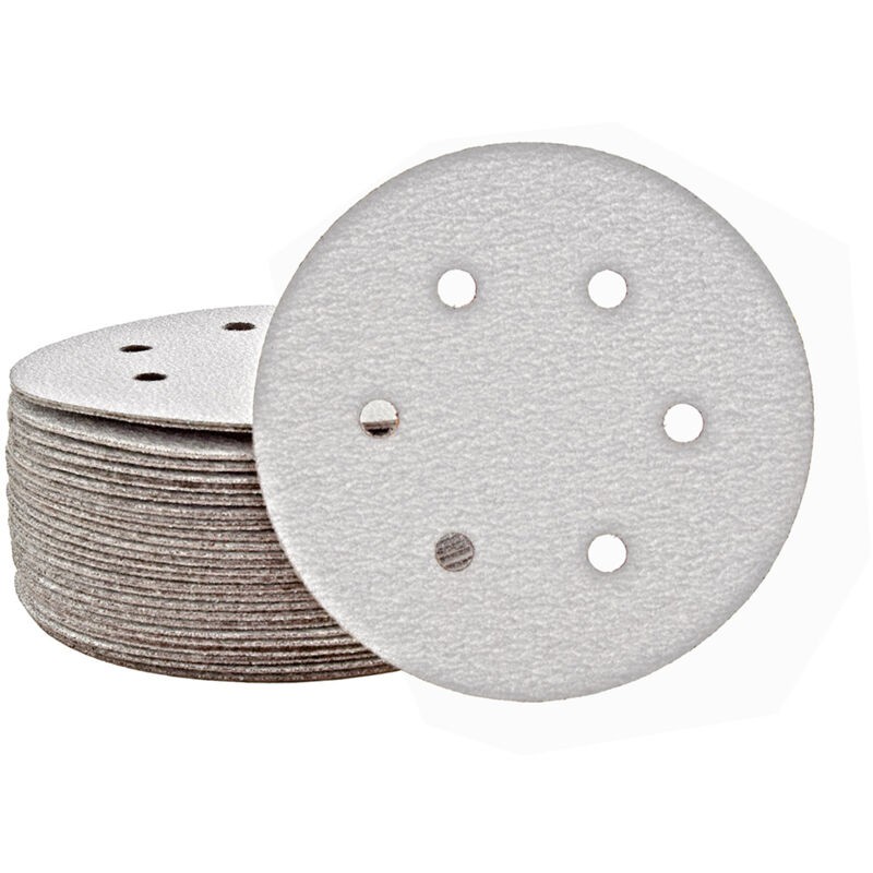 Shark Disques Abrasifs Auto-agrippants, 150 Mm, 6 Trous, P. Ponceuses Excentriques, Corindon Normal (lot De 50) G400