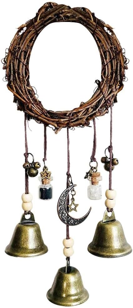 Jeiibrzui Pour La Protection De La Maison - Carillon Éolien En Rotin Avec Fer Et Zinc - 10 Cm De Diamètre - 1 Pièce - Décoration À Suspendre À Une