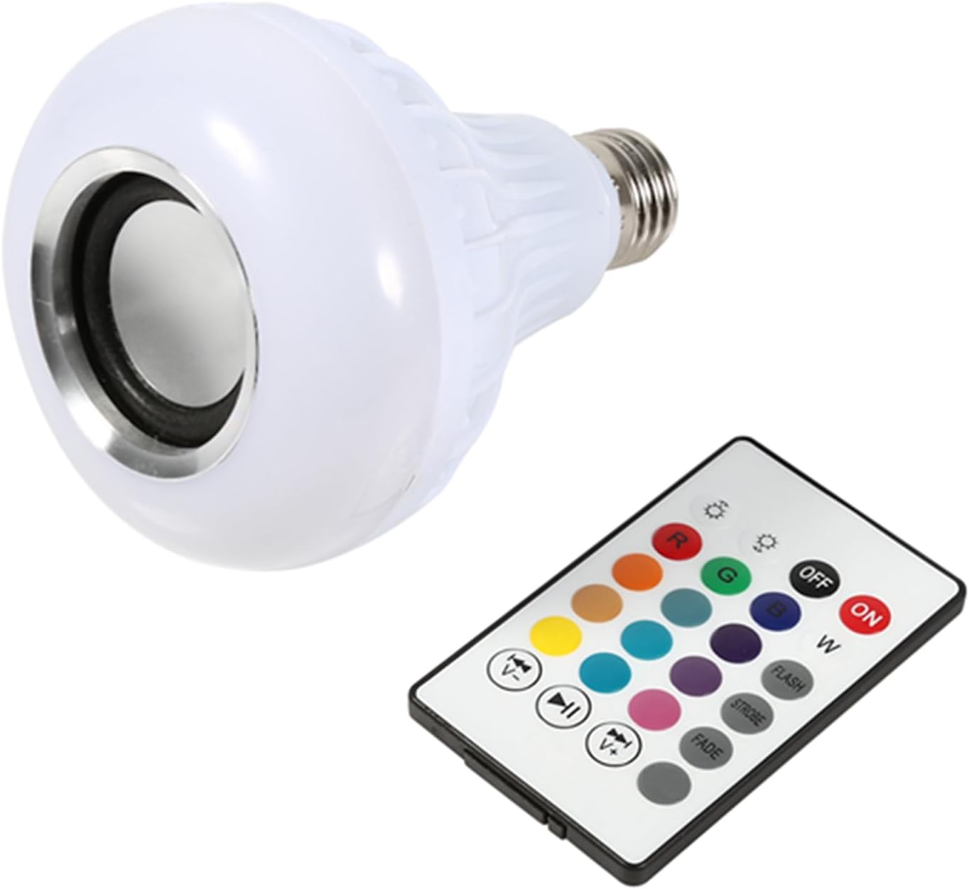 E27 12w Rgb Bluetooth-led-lampe – 1 Stück – Weißer Kunststoff – Eingebauter Lautsprecher Und Fernbedienung – Wohnzimmer, Schlafzimmer, Büro – 9,4 X