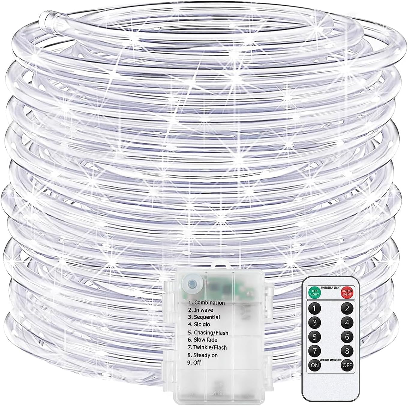 Led-lichterkette – 20 M, 200 Leds – Wasserdichter, Transparenter Schlauch – 8 Modi Mit Fernbedienung – Dekoration Für Drinnen Und Draußen, Z. B. Für