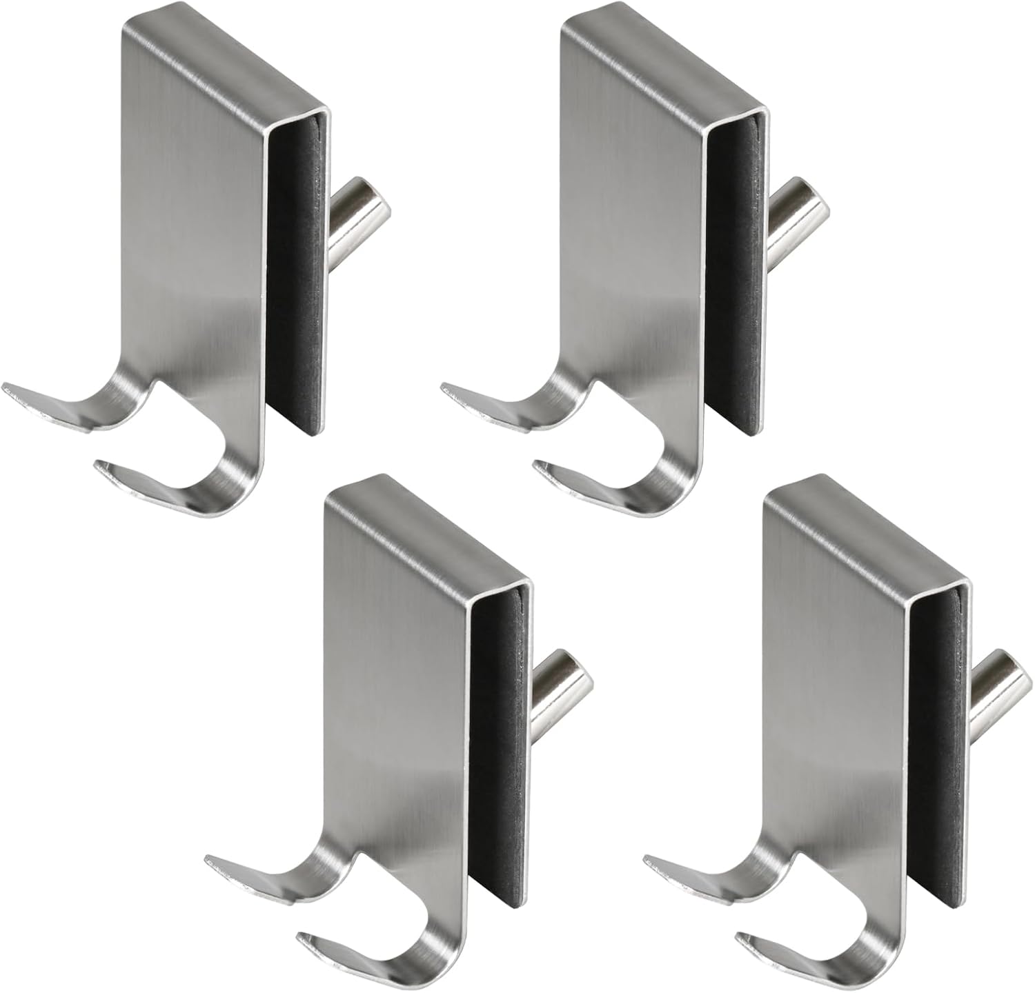 Duschhaken Aus Edelstahl – 2er-set – Gebürsteter Stahl Und Eva – Doppelseitig, Kein Bohren Erforderlich – Für Badezimmer-glastüren – 5 Bis 10 Mm Dick