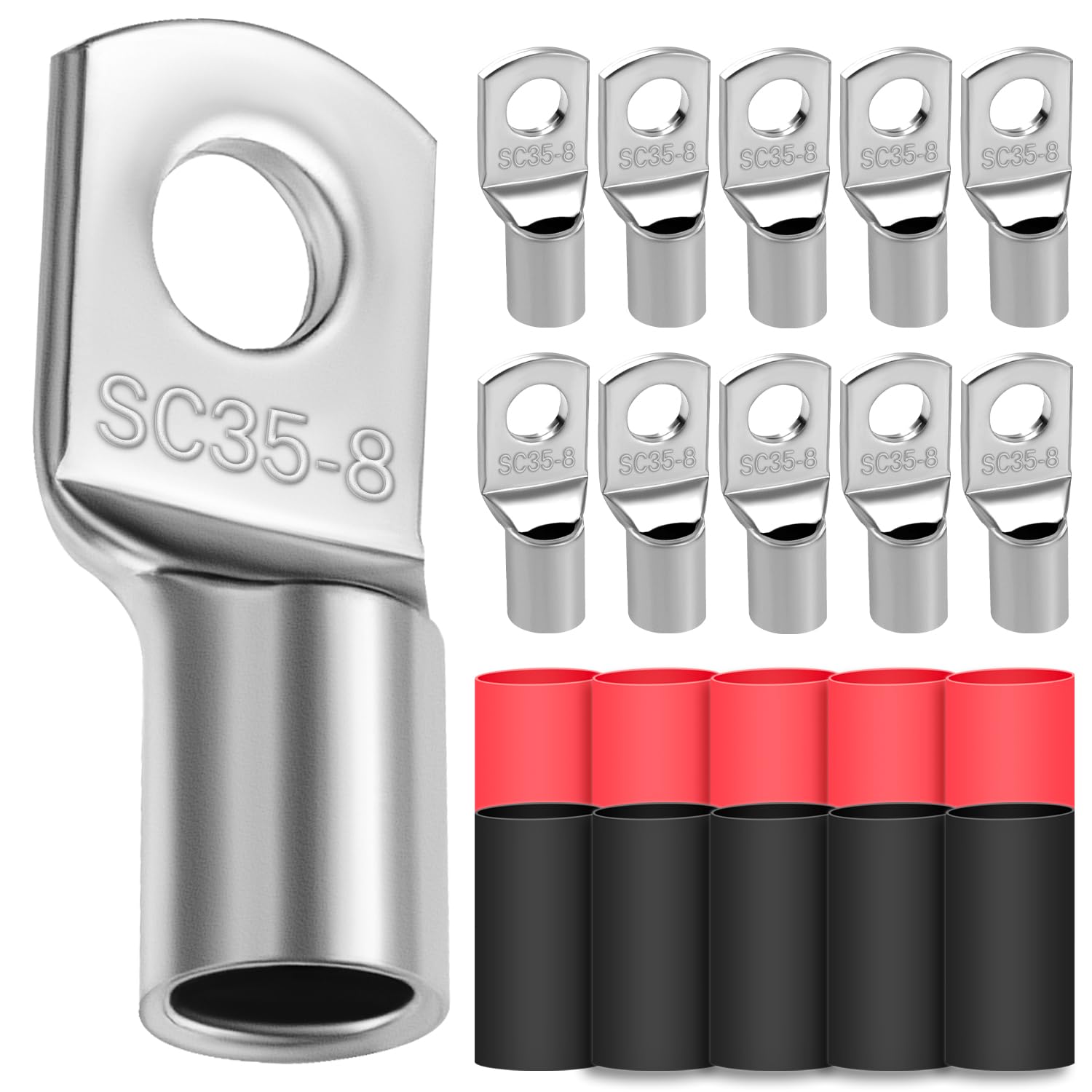 Kupferringklemmen 35 Mm² M8 – 10er-pack Mit Schrumpfschlauch – Hohe Leitfähigkeit Für Elektroinstallationen In Werkstätten Und Garagen
