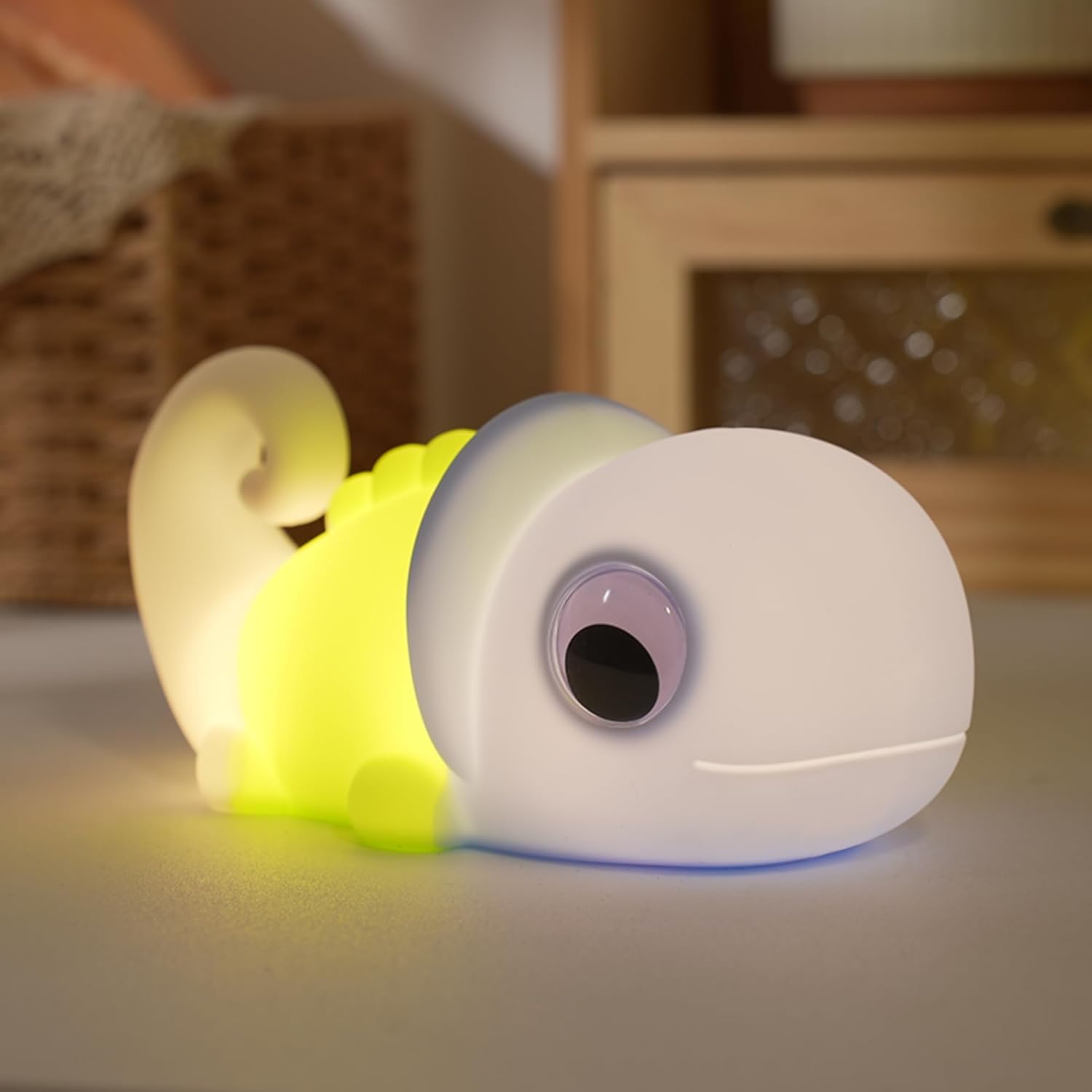 Chamäleon-nachtlicht Für Kinder – 1 Stück – Weiches Silikon – Rgb-licht Und Naturgeräusche – Fürs Babyzimmer Und Eine Ruhige Nacht – Mehrfarbig