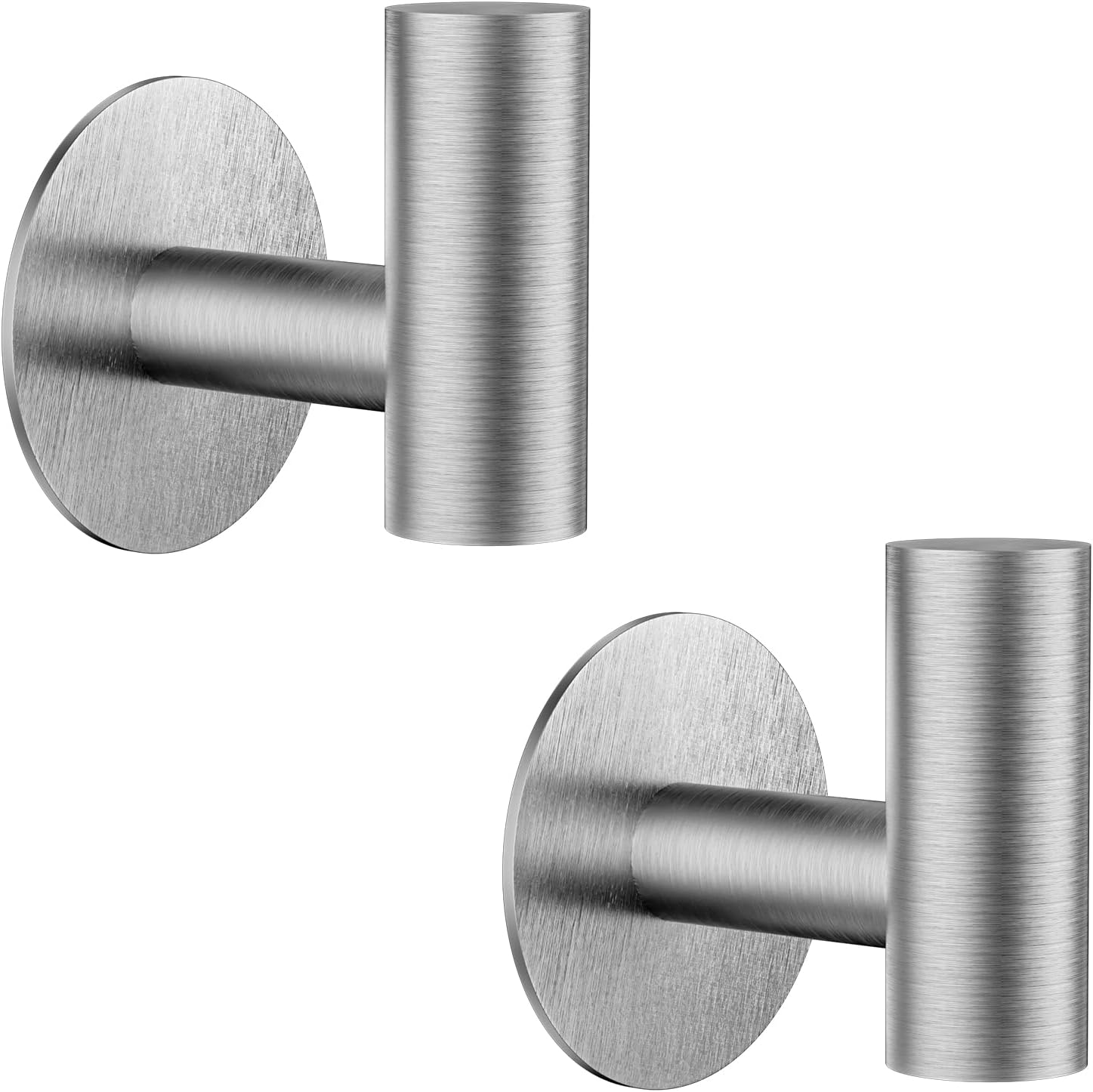 Klebehaken Für Die Wand – 2 Stück – Edelstahl 304 – Kein Bohren Erforderlich – Bad Und Küche – Gebürstetes Silber