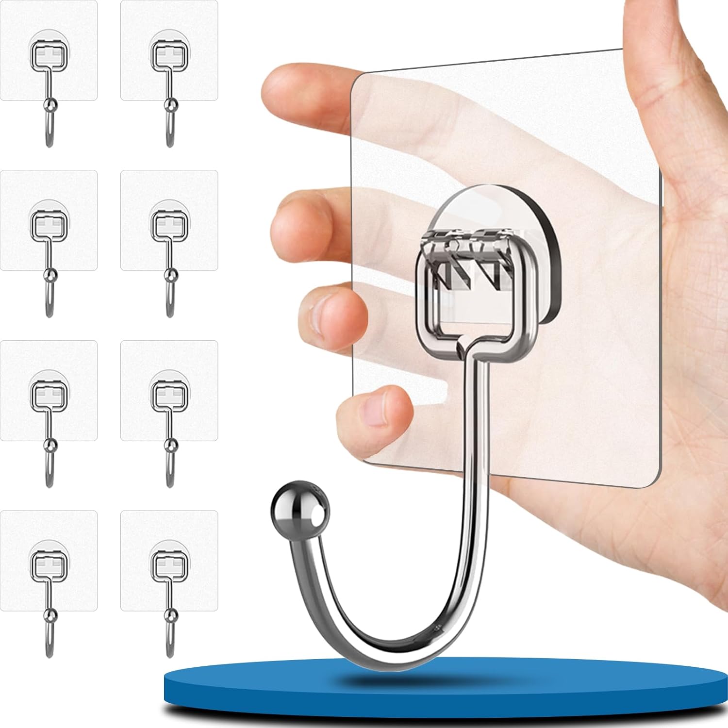 Klebehaken Für Die Wand – 8er-pack – Edelstahl – Tragkraft Bis Zu 15 Kg Ohne Bohren – Für Bad Und Küche – Große Ausführung
