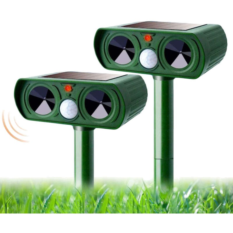 Ensemble 2 Pièces Répulsif Chat Ultrason Solaire Repulsif Chat Exterieur Sensibilité Et Fréquence Réglable Ultrason Chat Pour Repousser Animaux