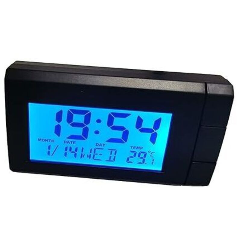 Horloge Voiture De Température Lcd, Thermomètre Voiture Pour Tableau De Bord Rétroéclairage Horloge Numérique De Nuit Affichage De Température Temps