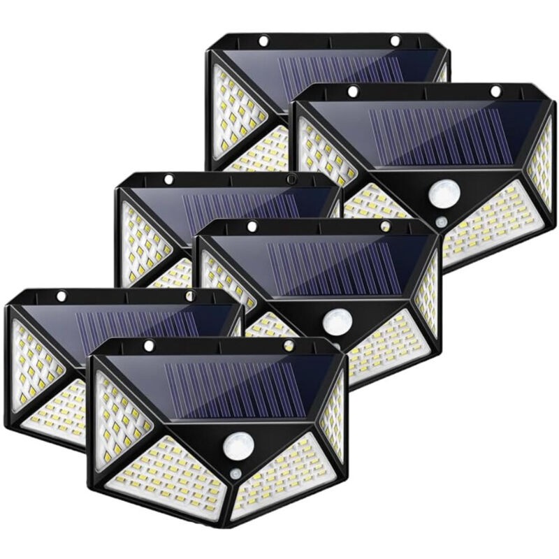 Lampe Solaire Extérieur 100 Led : Éclairage Mural Sans Fil À 120° Avec Détecteur De Mouvement