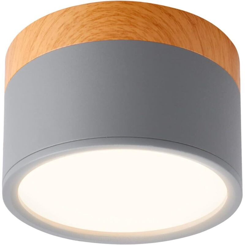 Spot Plafond En Saillie Rond Led Plafonnier Aluminium 7w Ø110mm 230v Pour Couloir Chambre Salle À Manger Cuisine Salon -gris Mat-blanc Chaud 3000k