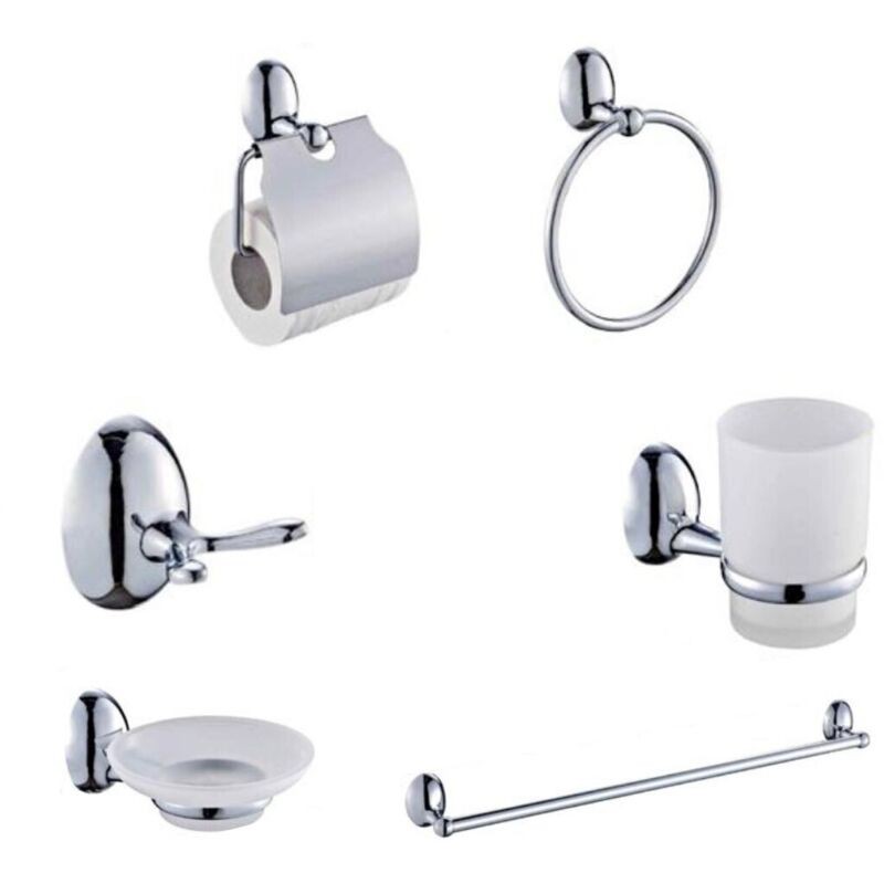 Kit Complet 6 Accessoires De Salle De Bain Porte-savon Wc Crochet Serviette 03903