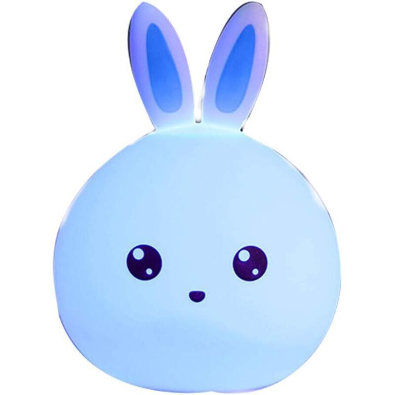 Zolginah Lapin Led Veilleuse Multicolor Silicone Tactile Capteur De Lumière Par Usb Lampe De Chevet Lampe De Table Créative De Lapin Pour Les Enfants