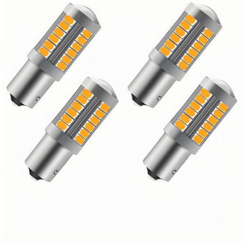 Packung Mit 4 Gelben Led-autolampen, 1156 Bau15s Py21w, 900 Lm, Blinker Vorne/hinten, 12–30 V, Für Straßenfahrzeuge.