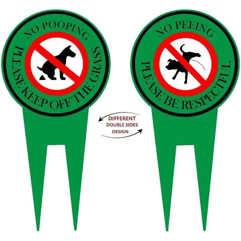 Panneau Double Face 15 X 30 Cm Interdit Aux Chiens De Faire Leurs Besoins » Avec Piquet Empêchez Les Chiens De Faire Leurs Besoins Sur Votre Pelouse