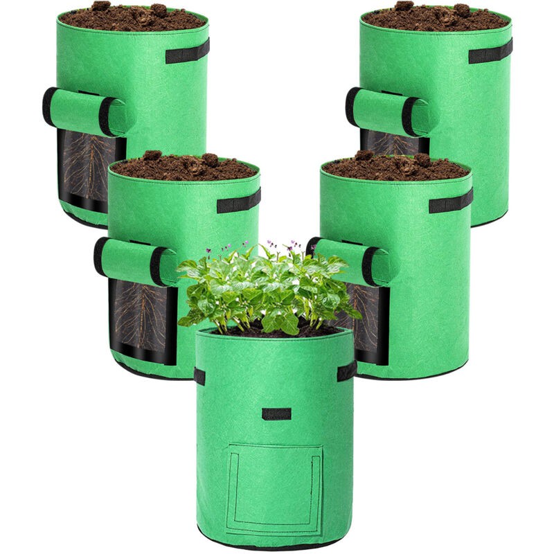 Sac De Culture De Pommes De Terre, Lot De 5 Sacs De Culture De Légumes De 10 Gallons Sac De Culture De Jardin Respirant Pour Planter Des Pots En Tissu