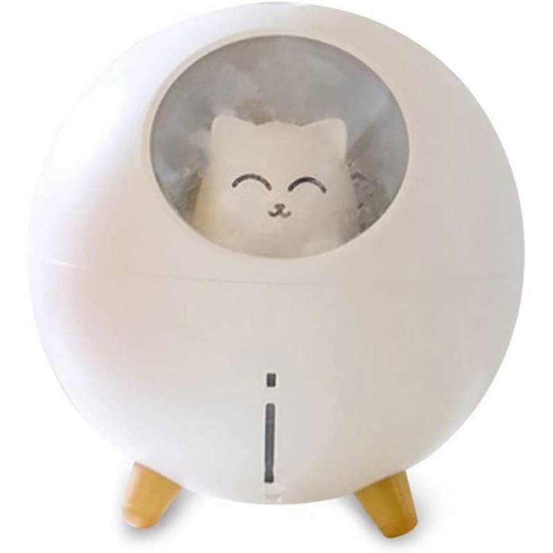 Planet Cat Luftbefeuchter Für Zuhause, 220 Ml, Kaltnebel Mit 7-farbiger Beleuchtung, Automatische Abschaltung, Sprühfunktion