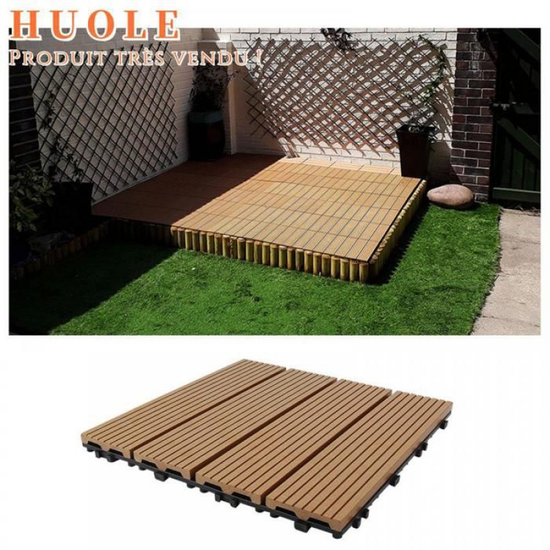 - 11 Abnehmbare Holzterrassenfliesen 30 X 30 Cm, Diy-montagefliesen Für Balkon, Aprikose.
