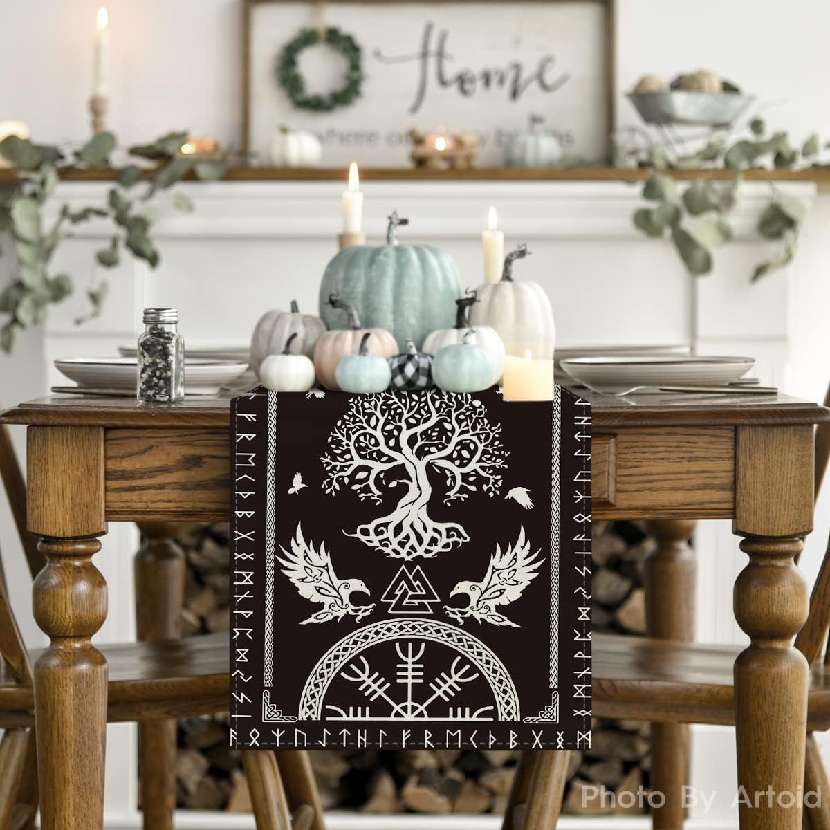 Jeiibrzui Boho Creme Landhausstil Quasten Tischläufer - 33x183 Cm - 1 Pièce - Décor Lavable Pour Mariage Et Fête