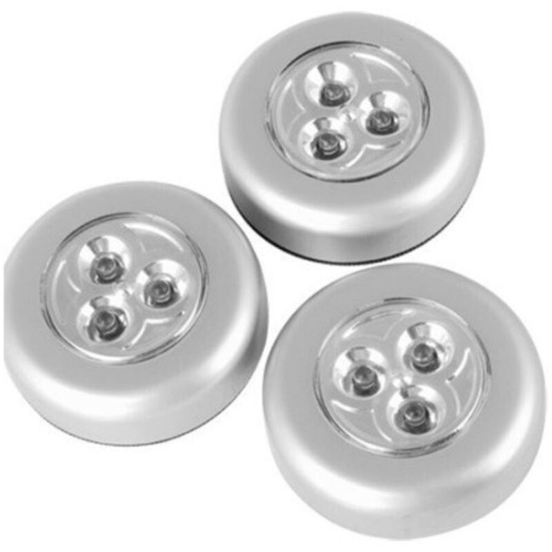 Set 3 Lampes Led Avec Adhesif Pour Armoires De 68mm De Diametre Batteries - Set 3 Lampes Led Avec Adhesif Pour Armoires De 68mm De Diametre Batteries