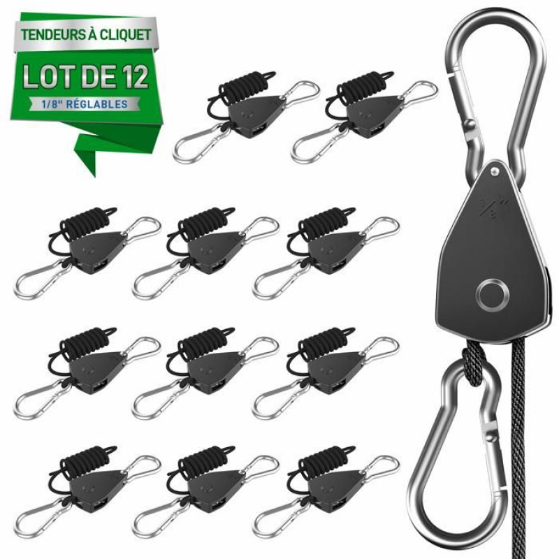 Set Mit 12 Verstellbaren 1/8-zoll-ratschen-gummiseilen, 2,2 M Seillänge, 34 Kg/stück, Für Planen, Camping, Kajakfahren Und Aufhängungen
