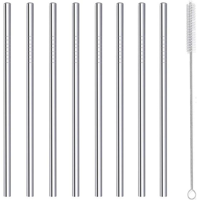 Wiederverwendbare, Kurze Edelstahlstrohhalme, 180 Mm Lang Und 6 Mm Breit, Für Cocktails, Kaffee, Eis Und Andere Getränke. 8er-packung.