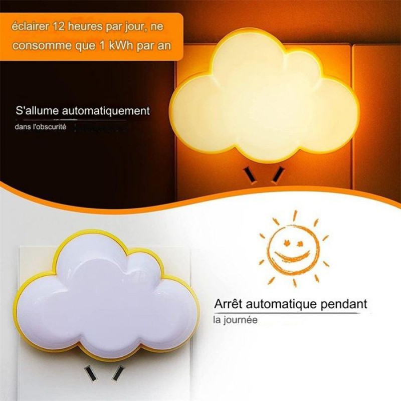 Led-nachtlicht Für Babys Und Kleinkinder, Mit Lichtsensor Zum Einstecken, Warmweiß, 3d-wolken-design, Kinderzimmer, Babyzimmer, Treppenhausdekoration