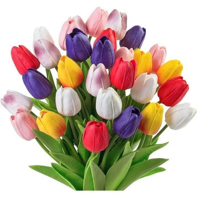 Strauß Aus 20 Künstlichen Tulpen, Mehrfarbig, Zufällige Farbe