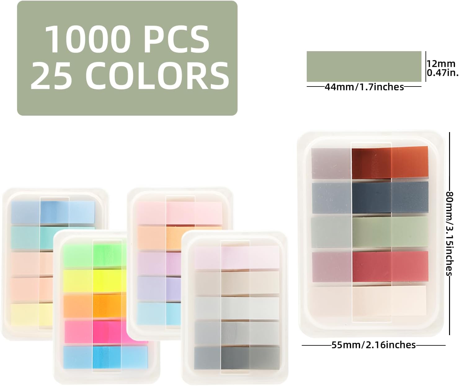 Onglets Adhésives Jeiibrzui - 4,4 X 1,1 Cm - 3 200 Pièces - Bandes Adhésives Pet Imperméables - 16 Couleurs Différentes - Idéal Pour Le Bureau,