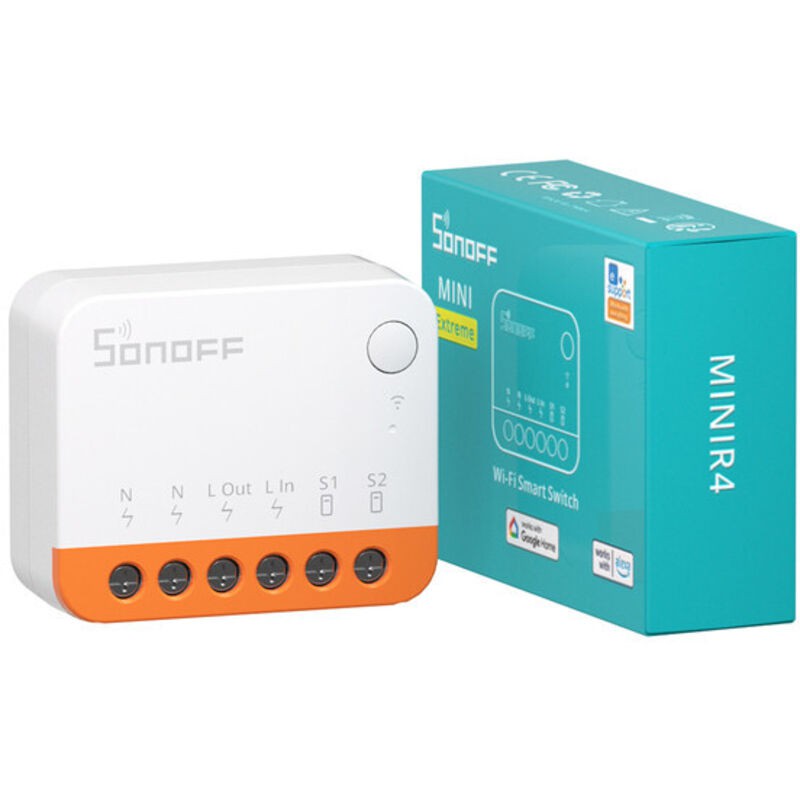 Minir4 Interrupteur Connecté Wifi, 2 Voies Interrupteur Intelligent Micromodule, Mode Détacher Le Relais, Wifi 2.4g, Contrôle App, Mini Smart Switch