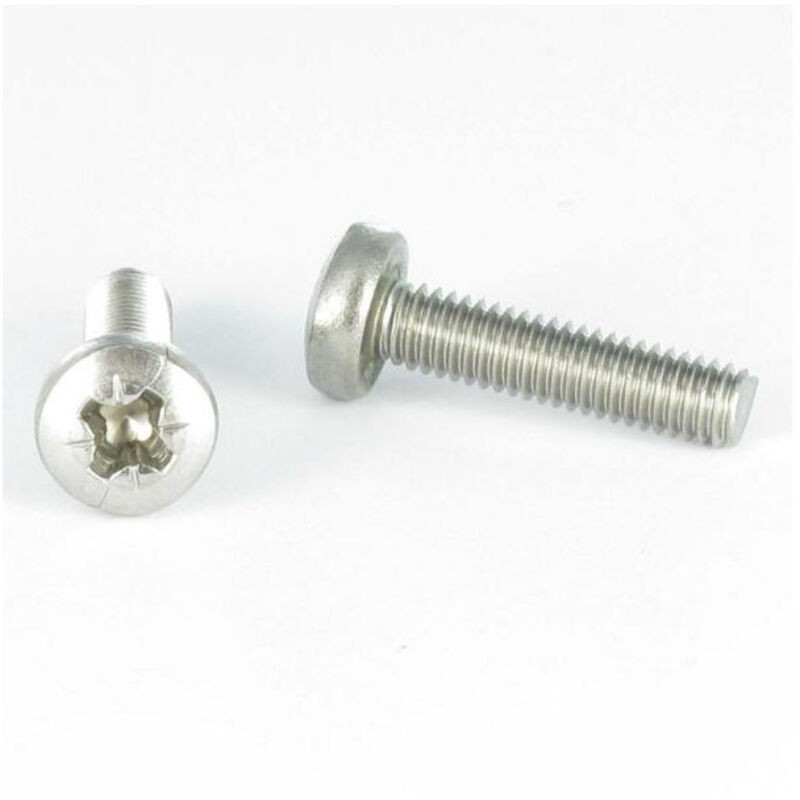 Vis Métaux Tête Cylindrique Bombée Large Pozi N°2 M4x8 Acier Zingué-10 Pièces