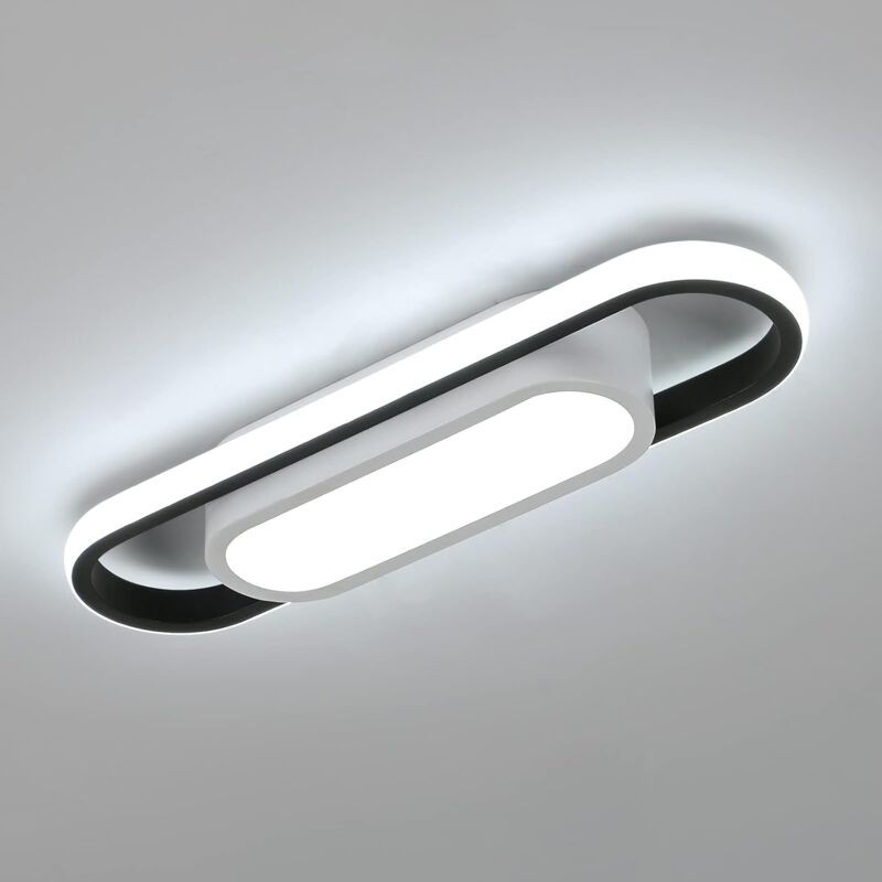 Comely – Plafonnier Led Moderne Ellipse 24w 3000lm – Lumière Blanche Froide 6500k – Diffusion Homogène – Pour Salon, Chambre, Cuisine, Couloir