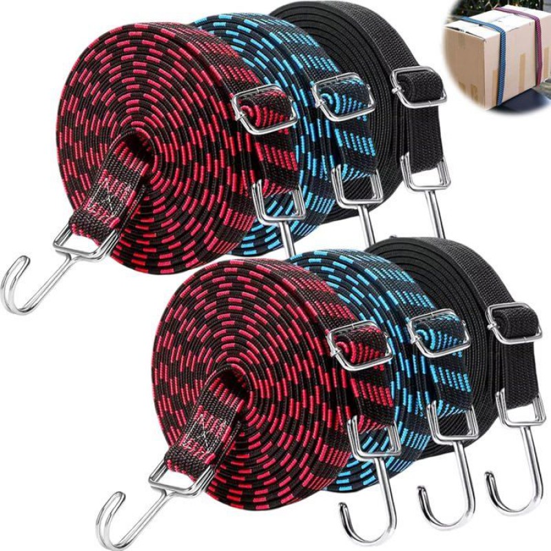 Set Mit 6 Elastischen Bungee-seilen, Verstellbare 2 M Lange Gummiseile Mit Haken, Elastische Gepäck-bungee-seile, Universelle Gepäck-bungee-seile