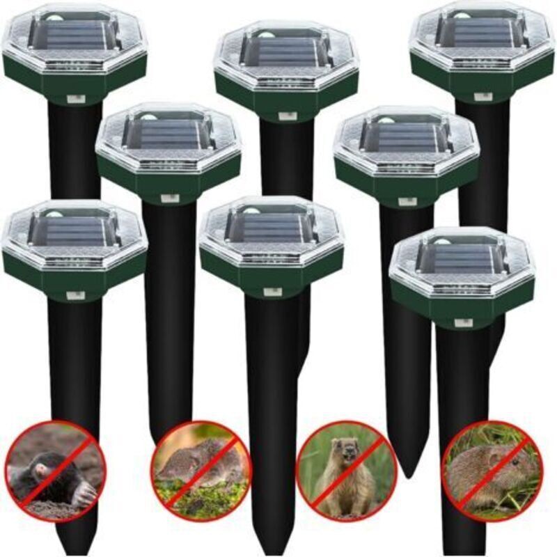 Répulsif De Rat, 8x Ultrasonique Répulsif Serpent Rat Chasse Taupe Piège, Contrôle De La Taupe Solaire Serpent Campagnol Ground Mouse Autre Animal