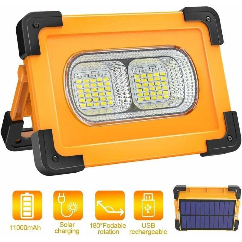 Projecteur Led Rechargeable 100w - Portable Panneau Solaire, 4 Modes Super Brillant, Batterie 10000mah (camping, Bricolage)