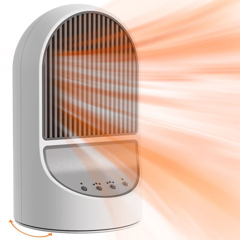 1200w Radiateur Soufflant, Ptc Céramique Radiateur Soufflant Économe En Énergie Silencieux Avec Minuterie, Protection Contre La Surchauffe Et Le