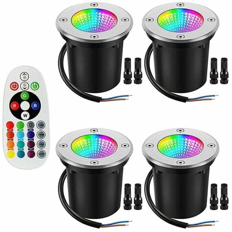Lampes Encastrées Rgb, Lampes Encastrées Extérieures 12-24v, Avec Borniers, Lampes Paysagères Led Basse Tension Étanches Ip67 À Changement De Couleur