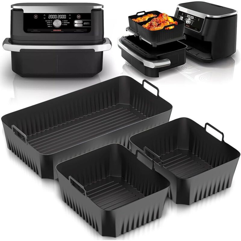 Pack De 3 Moules En Silicone Pour Friteuse À Air, Compatibles Ninja Foodi Af500eu, Foodi Flex 10,4 L Et 5,2 L, Réutilisables