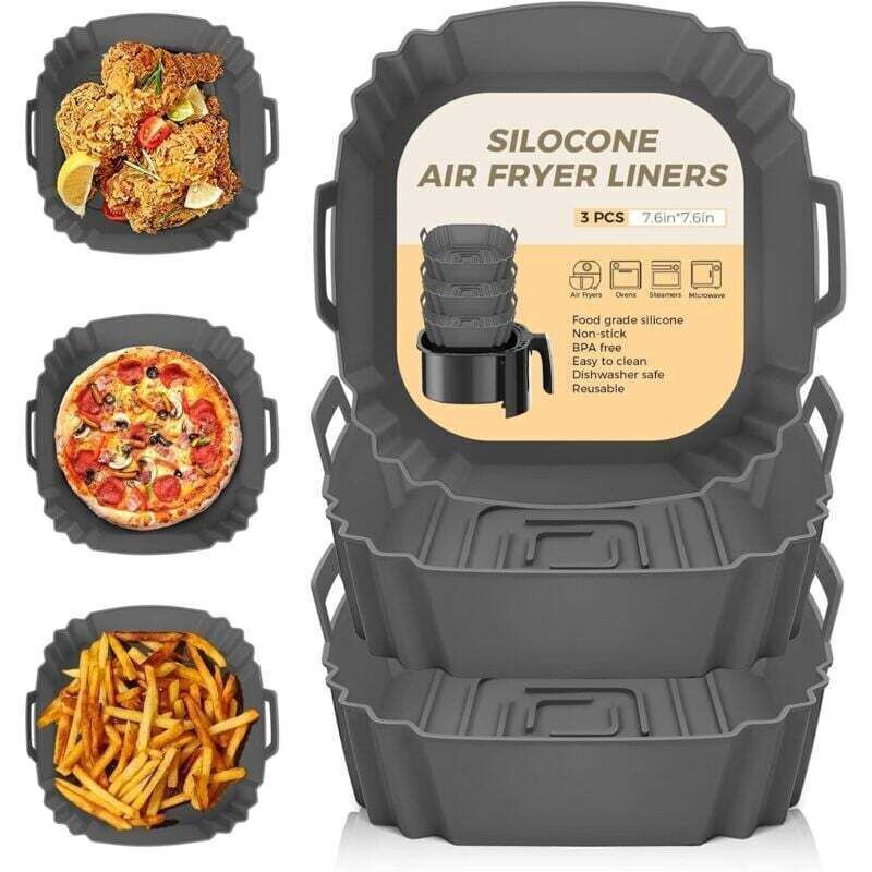 3 Pièces Silicone Moule Air Fryer Accessoires, Réutilisable Chaud Papier Cuisson Friteuse Sans Huile Airfryer Panier Convient Pour Philips Ninja