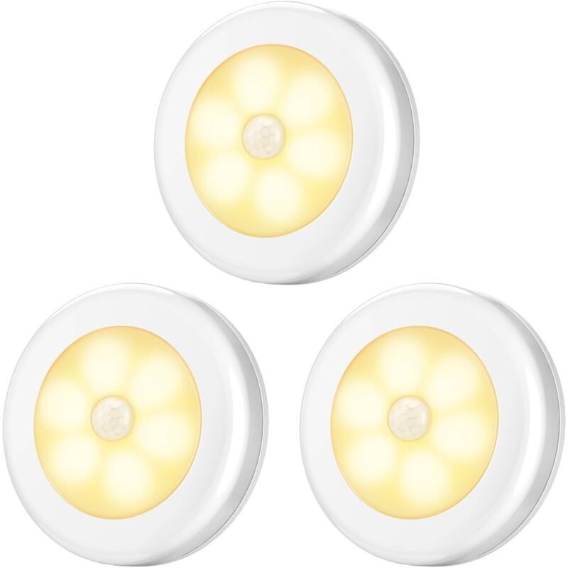 Lumière De Détecteur De Mouvement, Veilleuses À Détecteur À Del, (3 Pièces, Blanc Chaud)