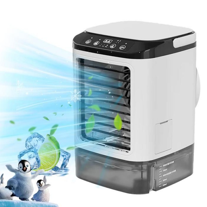 Mini-klimaanlage (900 Ml) – Luftkühler – 3 Geschwindigkeitsstufen – Ventilator (nach Oben Und Unten) – Leise Und Tragbar – Nachtlicht