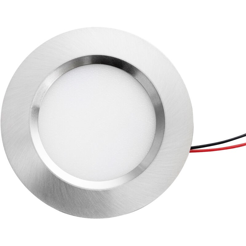 Kompakter Led-einbaustrahler, 55 Mm, Gebürstetes Aluminium, 3 W (entspricht 25 W Bei 12 V Dc), Tageslichtweiß (6000 K), 3er-pack