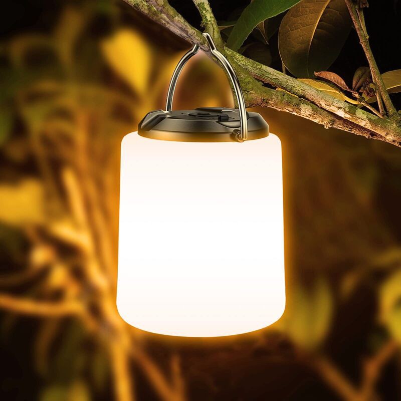 Lanterne Camping Rechargeable, Lampe Camping Led Rechargeable-lumière Blanche Chaude 3000k, Luminosité Réglable 3 Modes, 10h+autonomie, Portable &