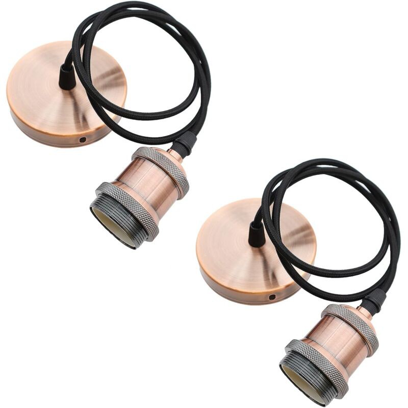 2 Douille Suspension Support De Lampe E27 Avec Câble Textile Réglable 100cm Câble De Suspension Rétro Lustre Compatible Avec Abat-jour Pour Éclairage