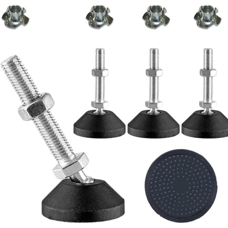 Linghhang – Pieds De Nivellement Réglables Pour Meubles – Lot De 4 – Capacité 450 Kg – Vis M10 En Acier Inoxydable – Ajustement 360° Pour Sols