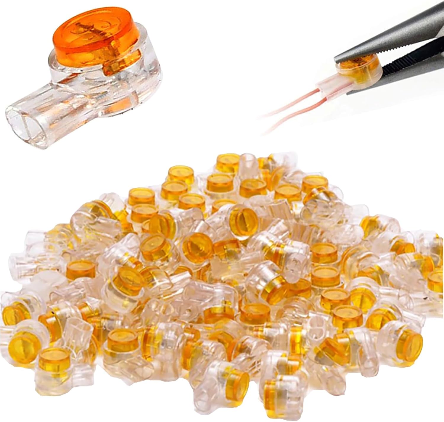 Uy-verbindungsstücke – 100 Stück – Orangefarbenes, Wasserdichtes Gel – 2-adrige Verbindung Ohne Abisolieren – Telefon Und Alarmanlage – Awg 21–26
