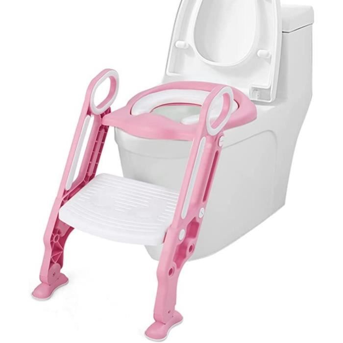 Zusammenklappbarer Kinder-toilettensitzverkleinerer – 1 Stück – Pp Und Pvc – Mit Tritthocker Und Griffen – Für Kinder Von 2–7 Jahren – Rosa