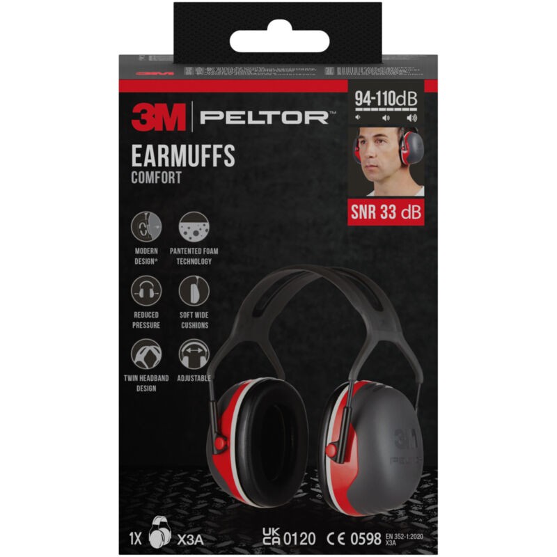 Casque De Protection Auditive Grand Confort ™ Peltor™ X3 Rouge Snr 33 Db - Casque De Protection Auditive Grand Confort ™ Peltor™ X3 Rouge Snr 33 Db