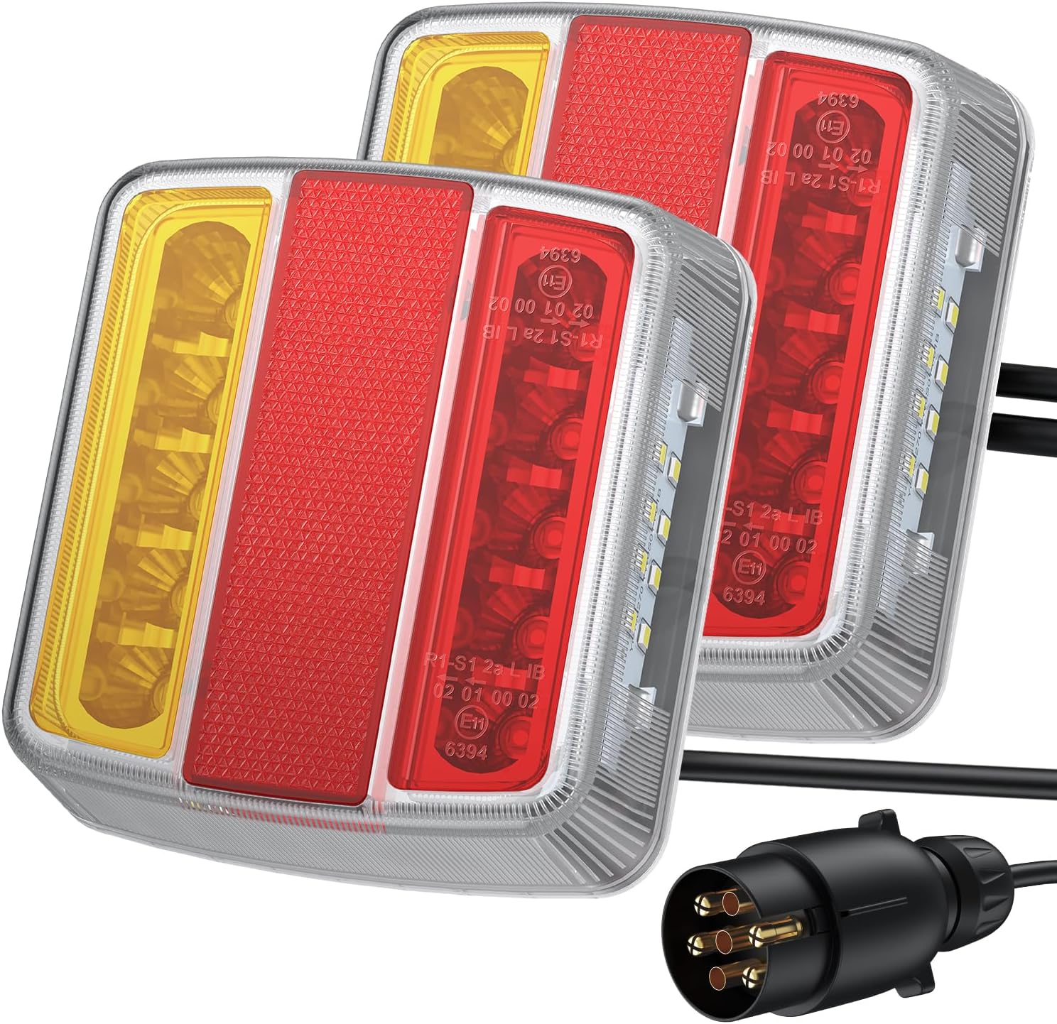 Led-rückleuchten Mit 18 Leds – 2er-set – Abs Und Pmma – Ip65 Wasserdicht, E-prüfzeichen – Für 12-v-lkw-anhänger – Rot, Gelb, Weiß